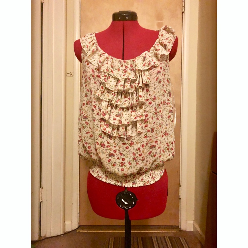 Forever 21 Ruffle Floral Top w/ Elastic Waist Band